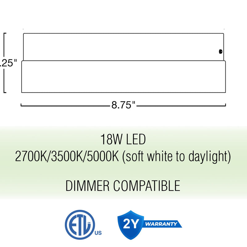 Luna 9" Modern Integrated 18W LED (180W eq.) Flush Mount Ceiling Light