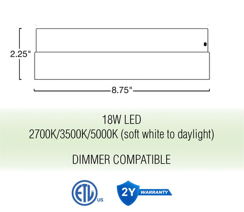 Luna 9" Modern Integrated 18W LED (180W eq.) Flush Mount Ceiling Light