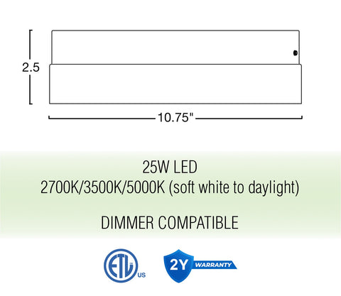 Luna 11" Modern Integrated 25W LED (250W eq.) Flush Mount Ceiling Light