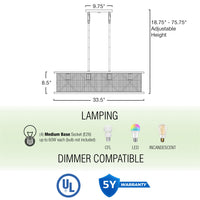 Brayden 34" 4-Light Farmhouse Kitchen Island Light