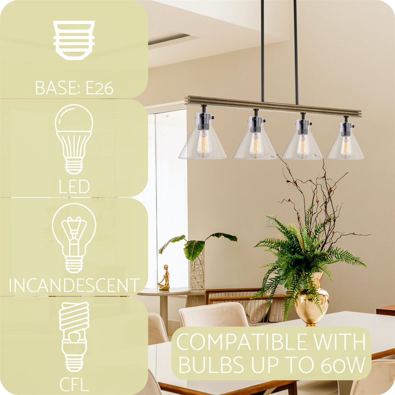 Anza 33" 4-Light Farmhouse Kitchen Island Light