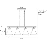 Anza 33" 4-Light Farmhouse Kitchen Island Light