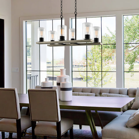 Piedmont 30" 6-Light Large Farmhouse Kitchen Island Chandelier