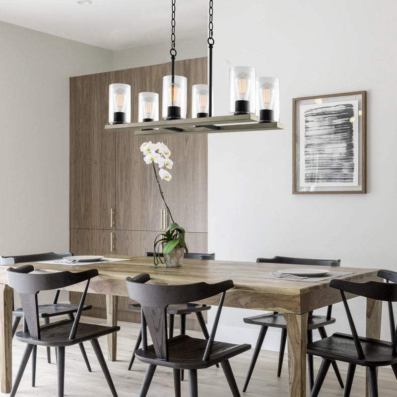 Piedmont 30" 6-Light Large Farmhouse Kitchen Island Chandelier