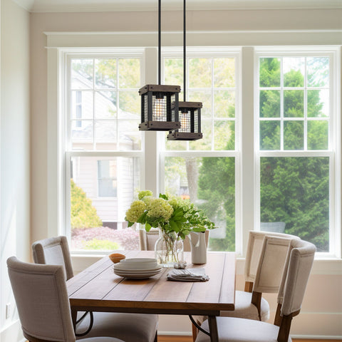 Davenport 9"  Modern Farmhouse Metal Wire Cage Hanging Lantern Pendant Light