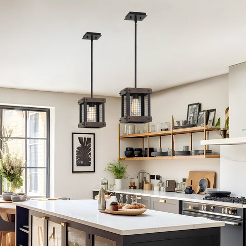 Davenport 9"  Modern Farmhouse Metal Wire Cage Hanging Lantern Pendant Light