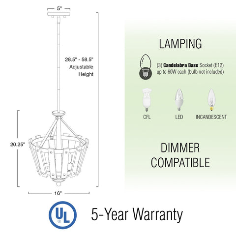 Orwell 20" 3-Light Modern Farmhouse Pendant Light