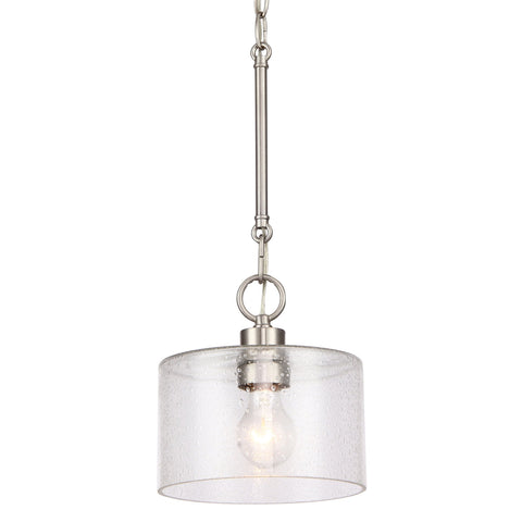 Kira Home Avalon 7.5" Modern Pendant Light + Seeded Glass Shade, Adjustable Height, Brushed Nickel Finish