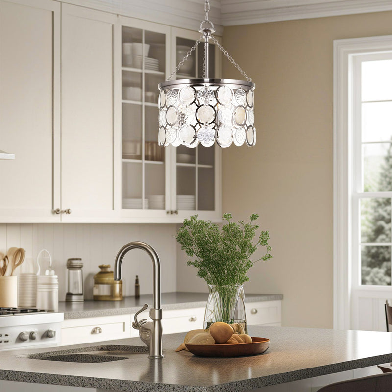 Estelle 18" Modern Chic 3-Light Crystal Pendant Chandelier