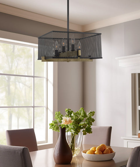 Channing 28" Modern 4-Light Industrial Farmhouse Pendant Light Chandelier