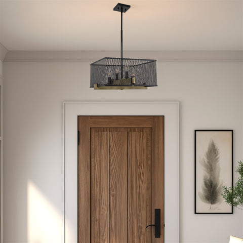 Channing 28" Modern 4-Light Industrial Farmhouse Pendant Light Chandelier