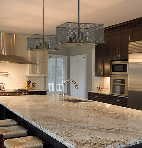 Channing 28" Modern 4-Light Industrial Farmhouse Pendant Light Chandelier