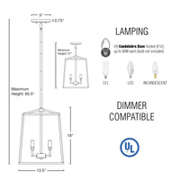 Bellevue 16" 4-Light Modern Farmhouse Lantern Pendant Light