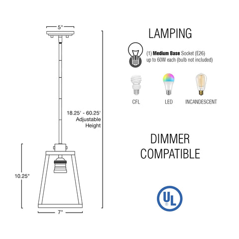 Cartwright 10" Modern Farmhouse Ceiling Pendant Light