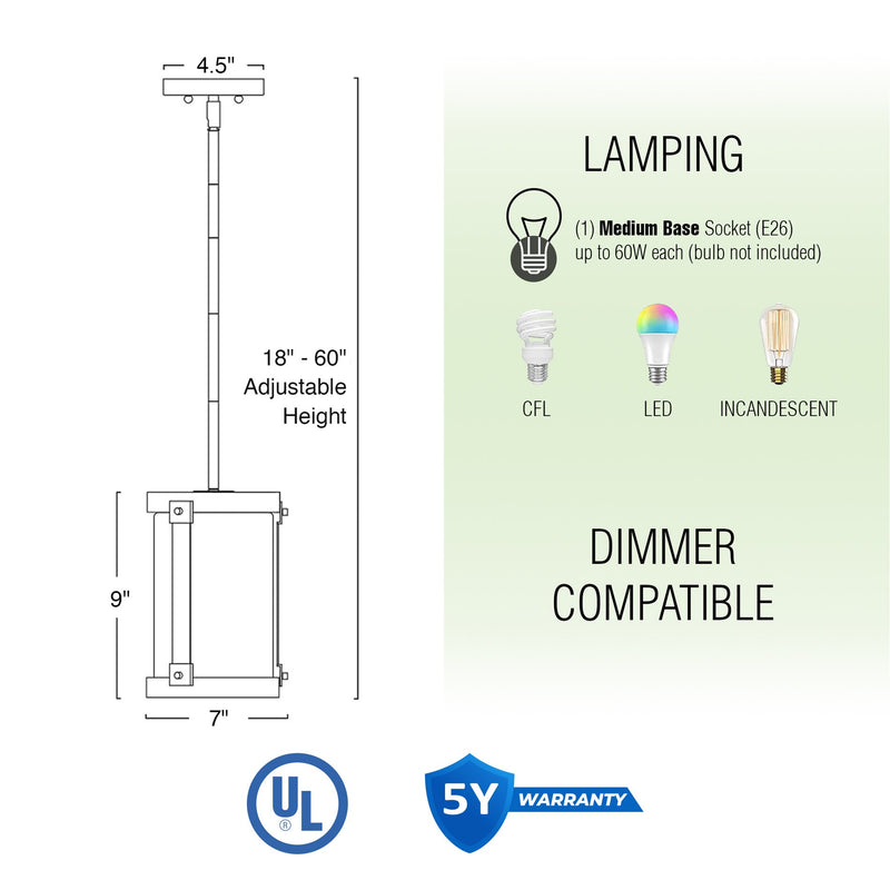 Hadley 9" Modern Farmhouse Pendant Light