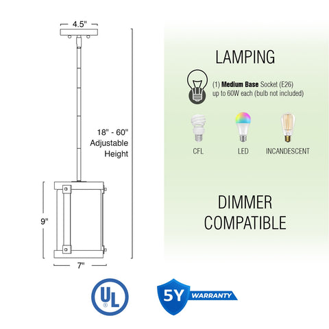 Hadley 9" Modern Farmhouse Pendant Light