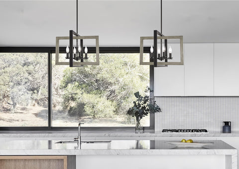 Carrington 18" 4-Light Modern Farmhouse Geometric Pendant Chandelier