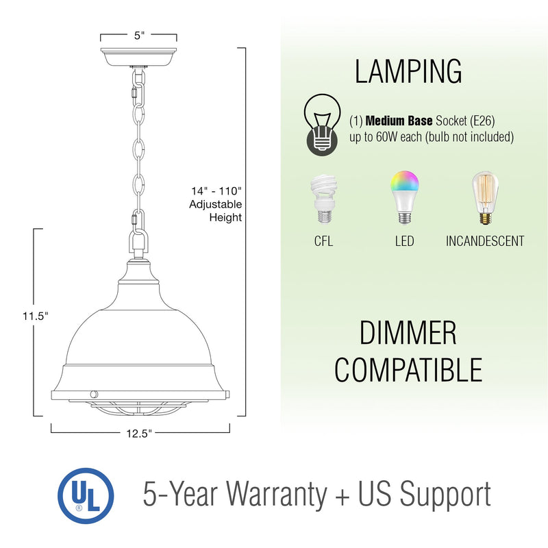 Liberty 13" Modern Industrial Pendant Light