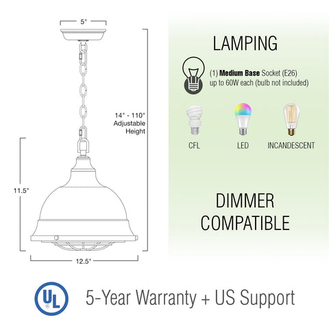 Liberty 13" Modern Industrial Pendant Light