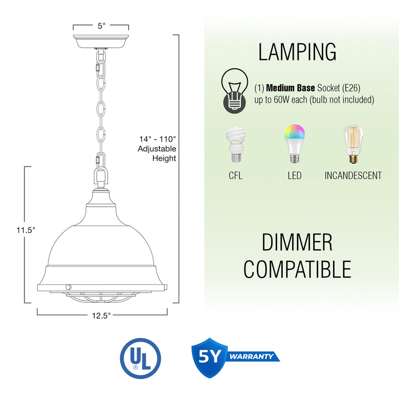 Liberty 13" Modern Industrial Pendant Light