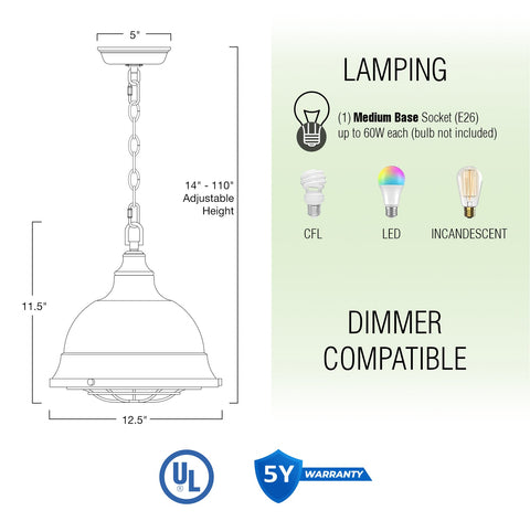 Liberty 13" Modern Industrial Pendant Light