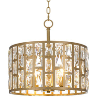 Kira Home Lumière 16" Modern 3-Light Semi Flush Convertible Pendant Light, Crystal Chandelier, Cool Brass Finish