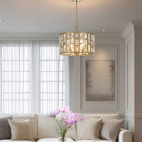 Kira Home Lumière 16" Modern 3-Light Semi Flush Convertible Pendant Light, Crystal Chandelier, Cool Brass Finish