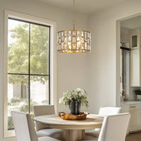 Kira Home Lumière 16" Modern 3-Light Semi Flush Convertible Pendant Light, Crystal Chandelier, Cool Brass Finish