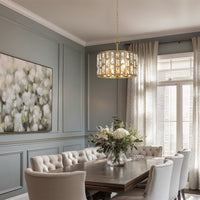 Kira Home Lumière 16" Modern 3-Light Semi Flush Convertible Pendant Light, Crystal Chandelier, Cool Brass Finish