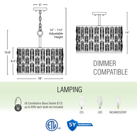 Kira Home Lumière 16" Modern 3-Light Semi Flush Convertible Pendant Light, Crystal Chandelier, Cool Brass Finish