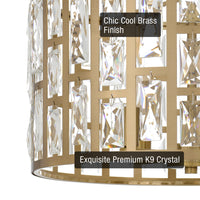 Kira Home Lumière 16" Modern 4-Light Gold Crystal Pendant Light, K9 Crystal Chandelier Convertible to Semi Flush Ceiling Light, Cool Brass Finish