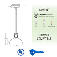 Belle 9" Contemporary Industrial Pendant Light