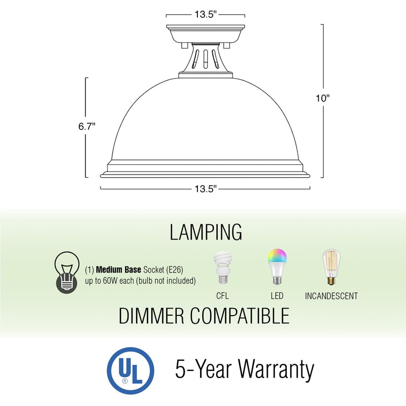 Belle 14" Modern Industrial Semi-Flush Mount Ceiling Light