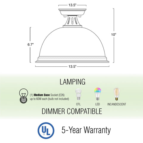 Belle 14" Modern Industrial Semi-Flush Mount Ceiling Light