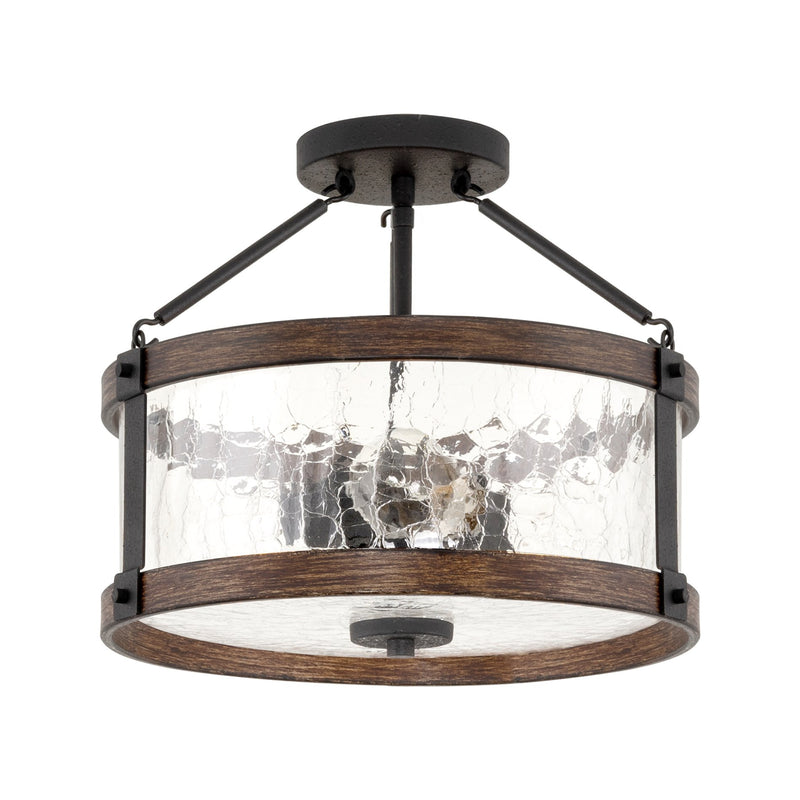 Hadley 14" 3-Light Modern Farmhouse Semi-Flush Mount Ceiling Light