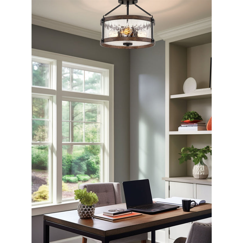 Hadley 14" 3-Light Modern Farmhouse Semi-Flush Mount Ceiling Light