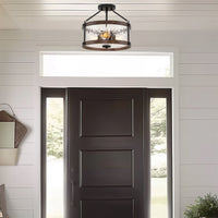 Hadley 14" 3-Light Modern Farmhouse Semi-Flush Mount Ceiling Light