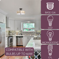 Cove 15" 3-Light Semi Flush Mount Ceiling Light