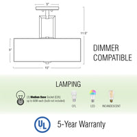 Cove 15" 3-Light Semi Flush Mount Ceiling Light