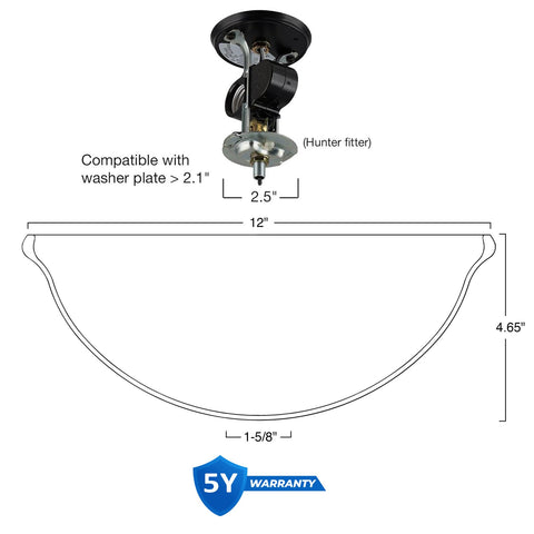12" Ceiling Fan Globe Replacement by Kira Home, Marble Swirl Glass Bowl Upgrade, Glass Shade Compatible w/ Hunter - Hampton Bay - Harbor Breeze Fans & More, 12" (D) x 4.5" (H)