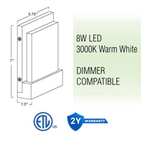 Everett 7" Modern 8W Integrated LED (40W eq.) Bathroom / Wall Light