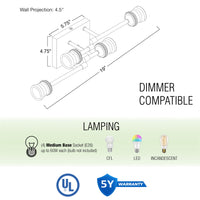 Quattro 19" Modern Industrial 4-Light Linear Vanity Light