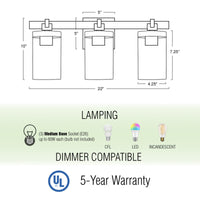 Concord 22" 3-Light Farmhouse Vanity / Bathroom Light