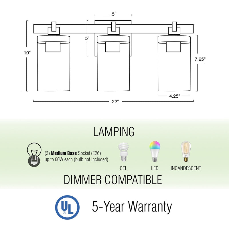 Concord 22" 3-Light Farmhouse Vanity / Bathroom Light