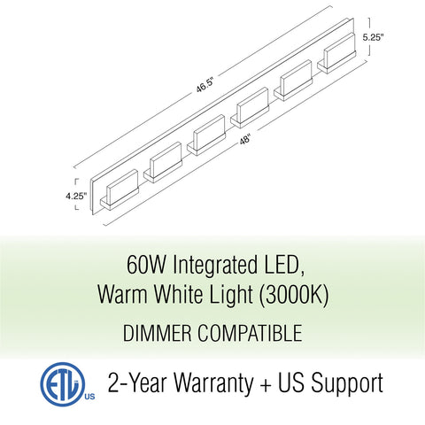 Everett 48" Modern 6-Light 60W Integrated LED (360W eq.) Bathroom / Vanity Light