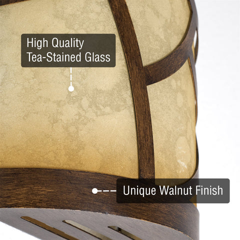 Cromwell 10" Traditional wood finish Metal Chime Cover / Tea-Stained Glass