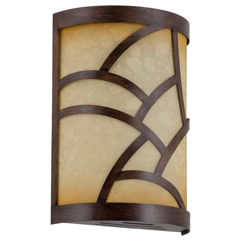Cromwell 10" Traditional wood finish Metal Chime Cover / Tea-Stained Glass