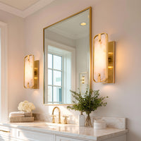 Video: Kira Home Casia 16" 2-light Modern Chic Wall Sconce + Polyresin Alabaster Style Diffuser, Cool Brass Finish