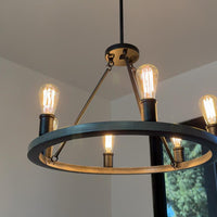 Video: Homestead 36" 12-Light Large Rustic Farmhouse Wagon Wheel Kitchen Island Chandelier