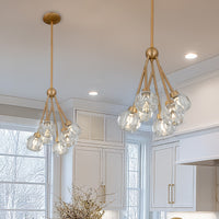 Video: Kira Home Jewel 16" 6-Light Modern Crystal Pendant Chandelier, Adjustable Hanging Height, Cool Brass Finish